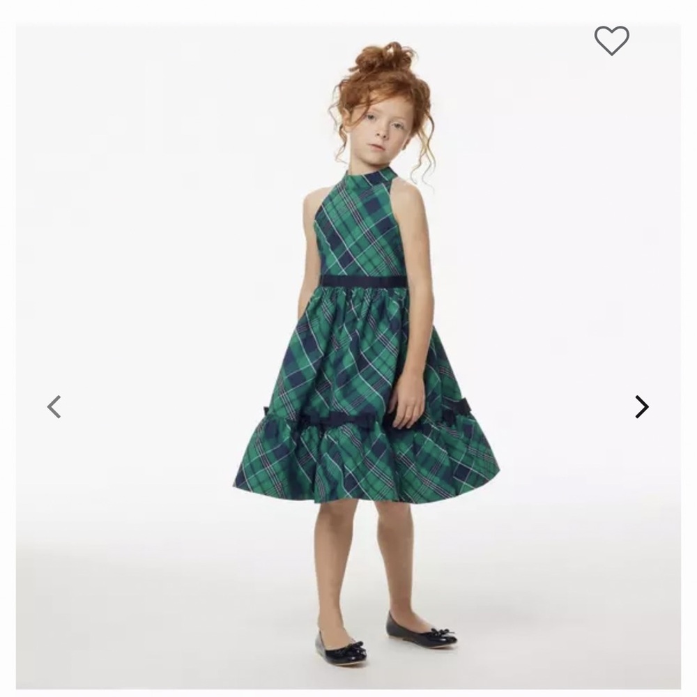 Janie and jack tartan party Plaid Bow dress size 12